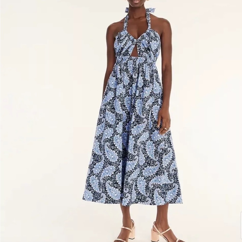 Jcrew Collection Halter dress in Ratti Pacific